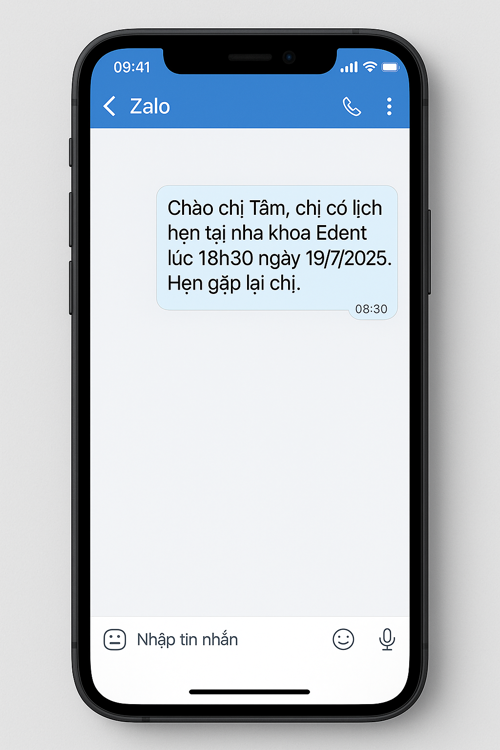 Nhắc lịch nha khoa tự động qua Zalo: Giữ slot đầy, khách không quên, doanh thu không thất thoát